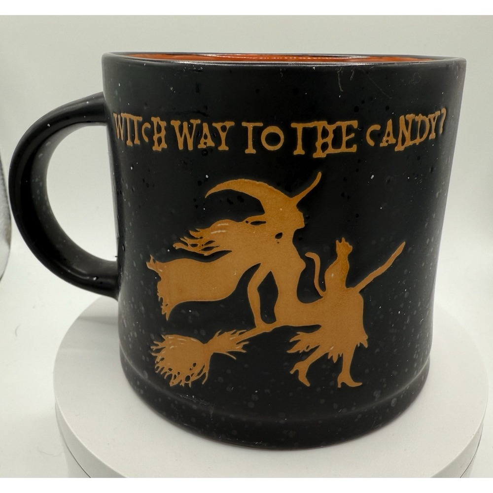 Halloween Coffee Mug "Witch" Way to the‎ Candy Witch and Cat Flying Coffee Cup